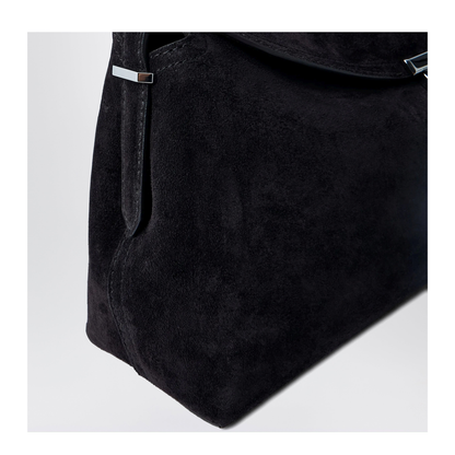 MAYFEYR - Toteme - T Lock Bag Brown Espresso Suede Leather - 234WAL961LE0004040
