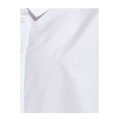 White Short Sleeves Button Fastening Collared Shirt