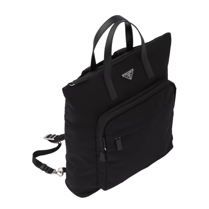 Re-Nylon and Saffiano Leather Tote Bag