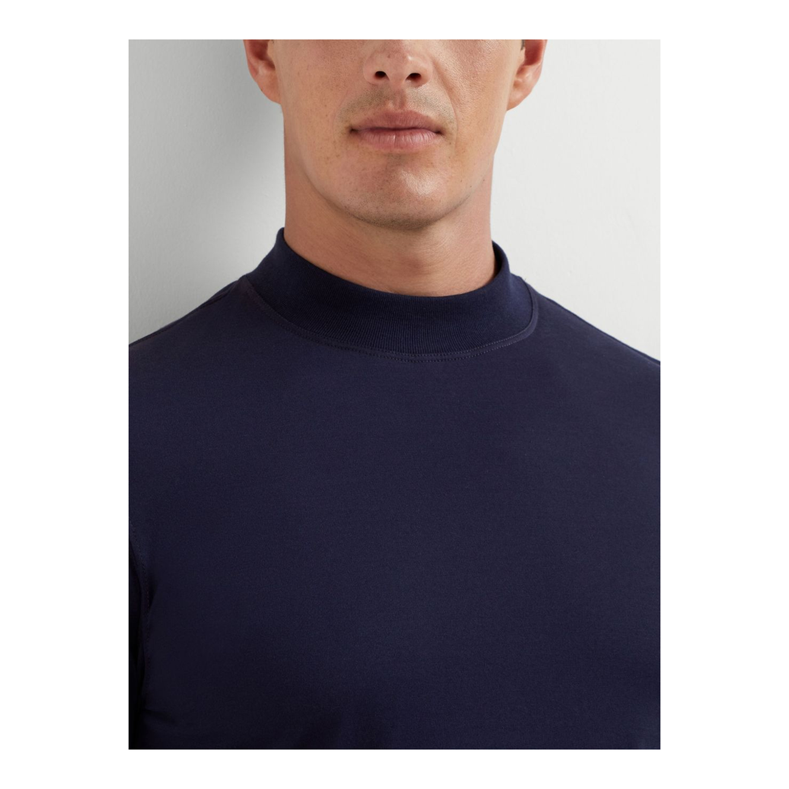 Mock Neck Cotton T-Shirt