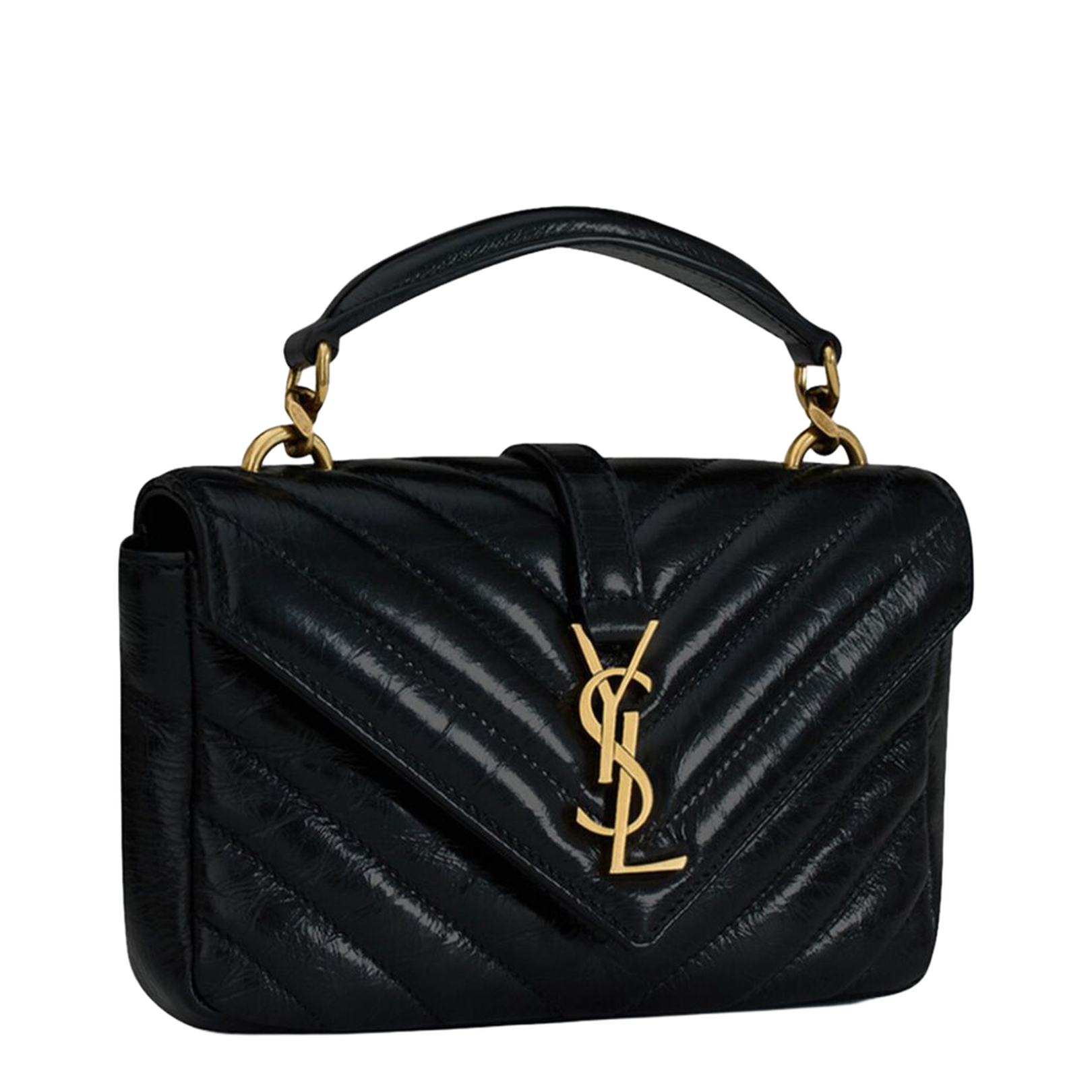 College Mini Leather Shoulder Bags - Black