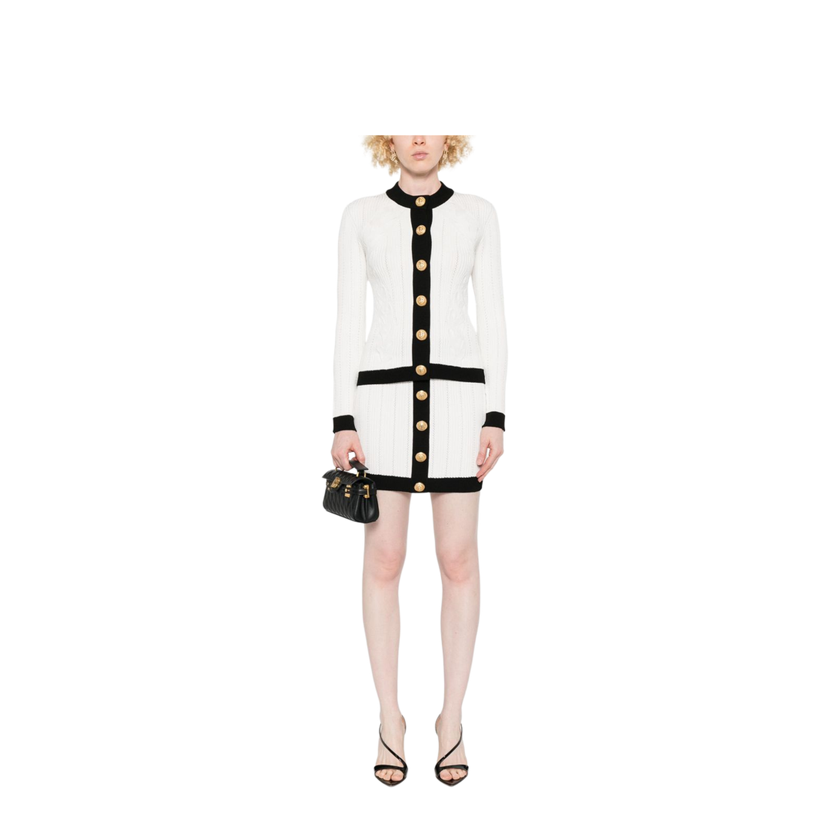 Knitted Buttoned Mini Skirt