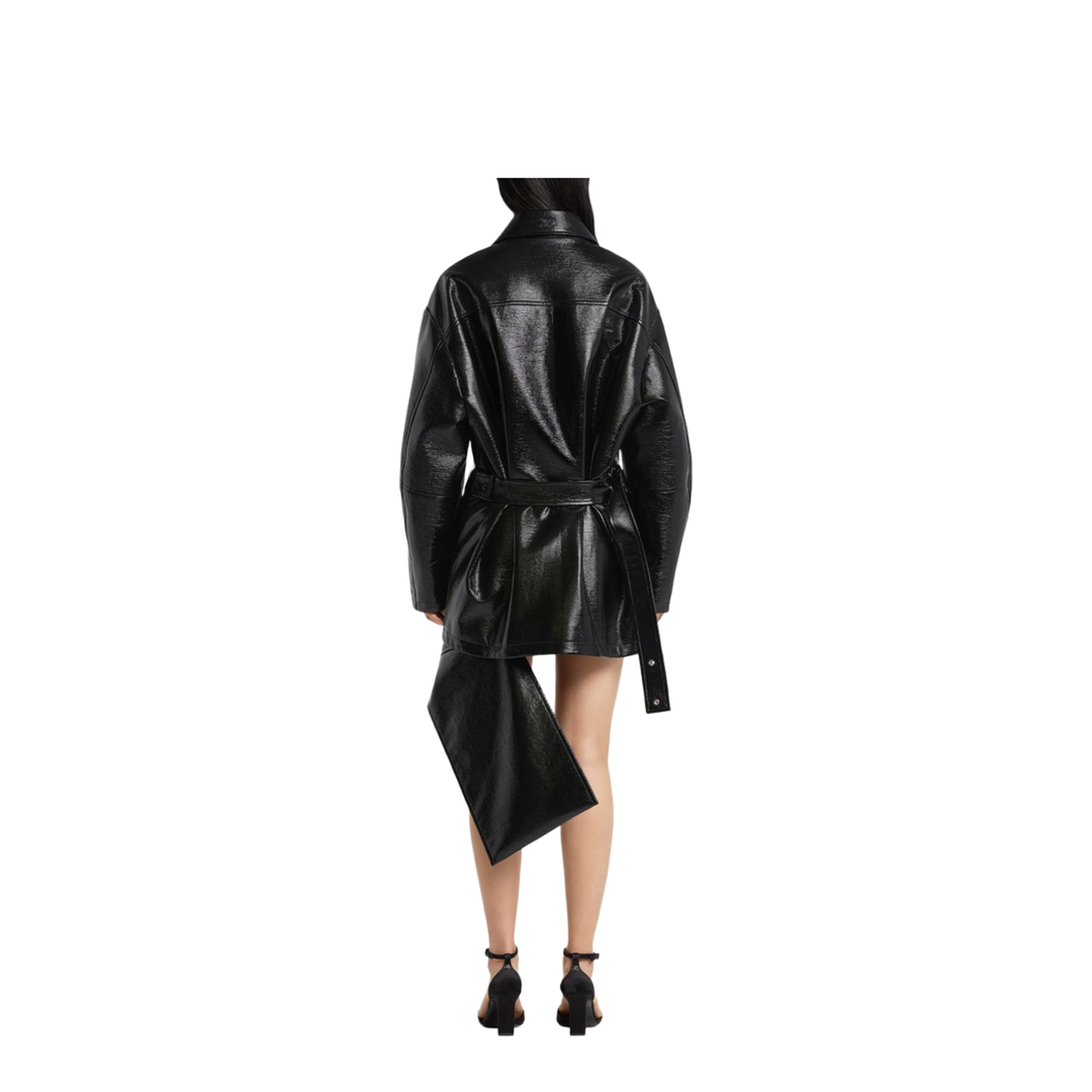 Zipped Vinyl Maxi Bomber Jacket