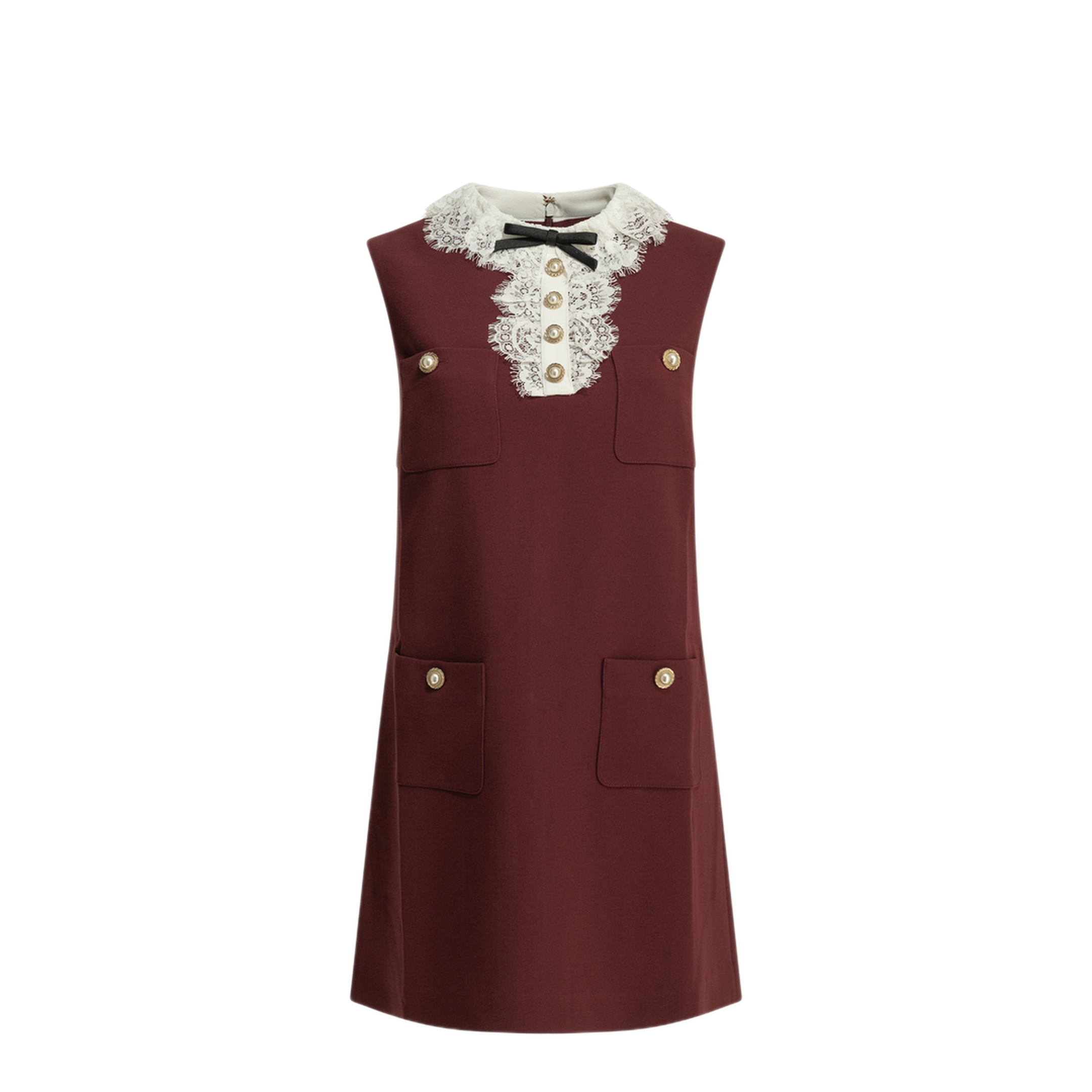 MAYFEYR - Self Portrait - Short Dress With Lace Detail - PF26001SBBUBURGUNDY