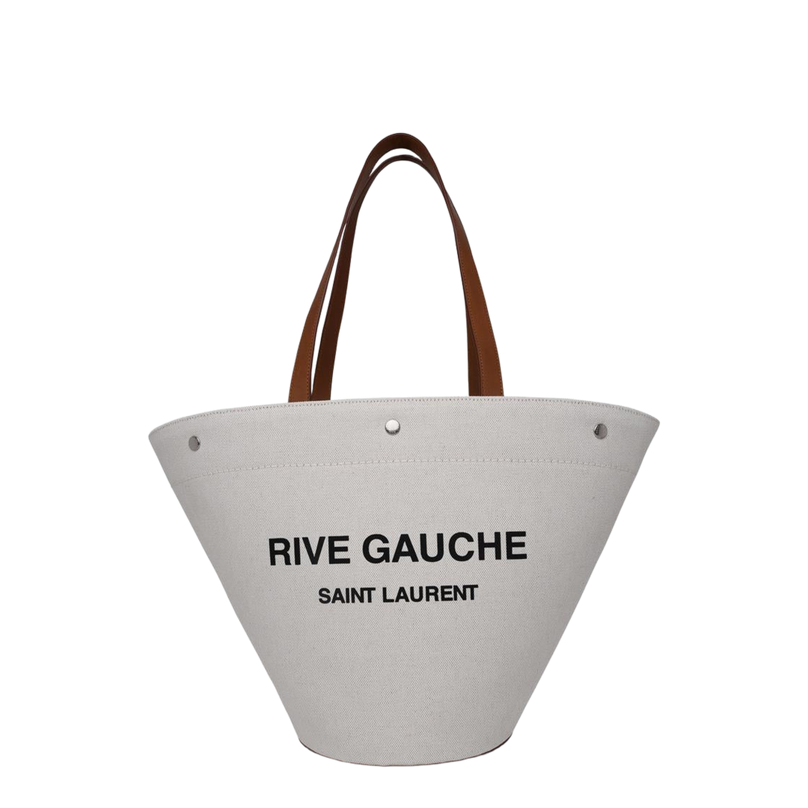 Rive Gauche Canvas Tote Bags - White