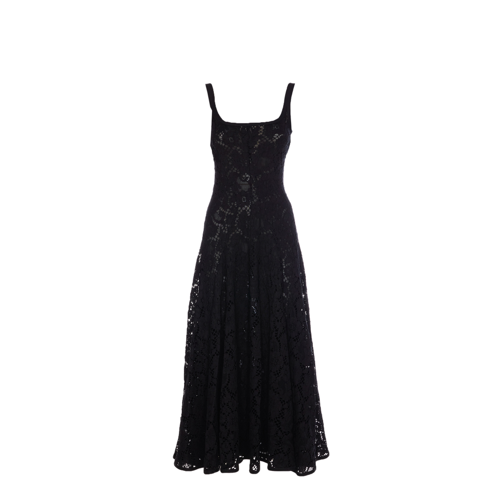 Floral Print Lace Dress - Black