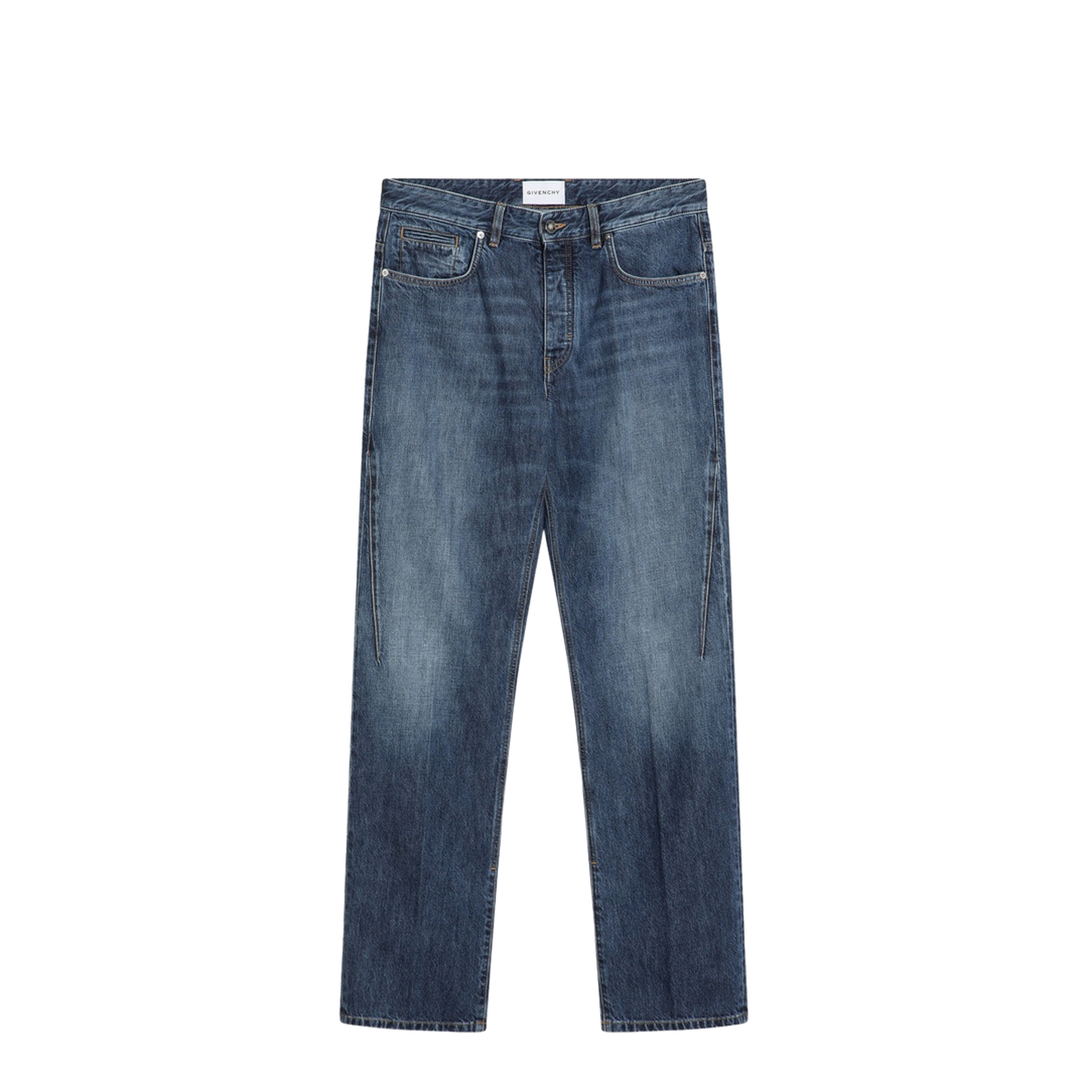 Straight Jeans Dark Blue Washed Effect