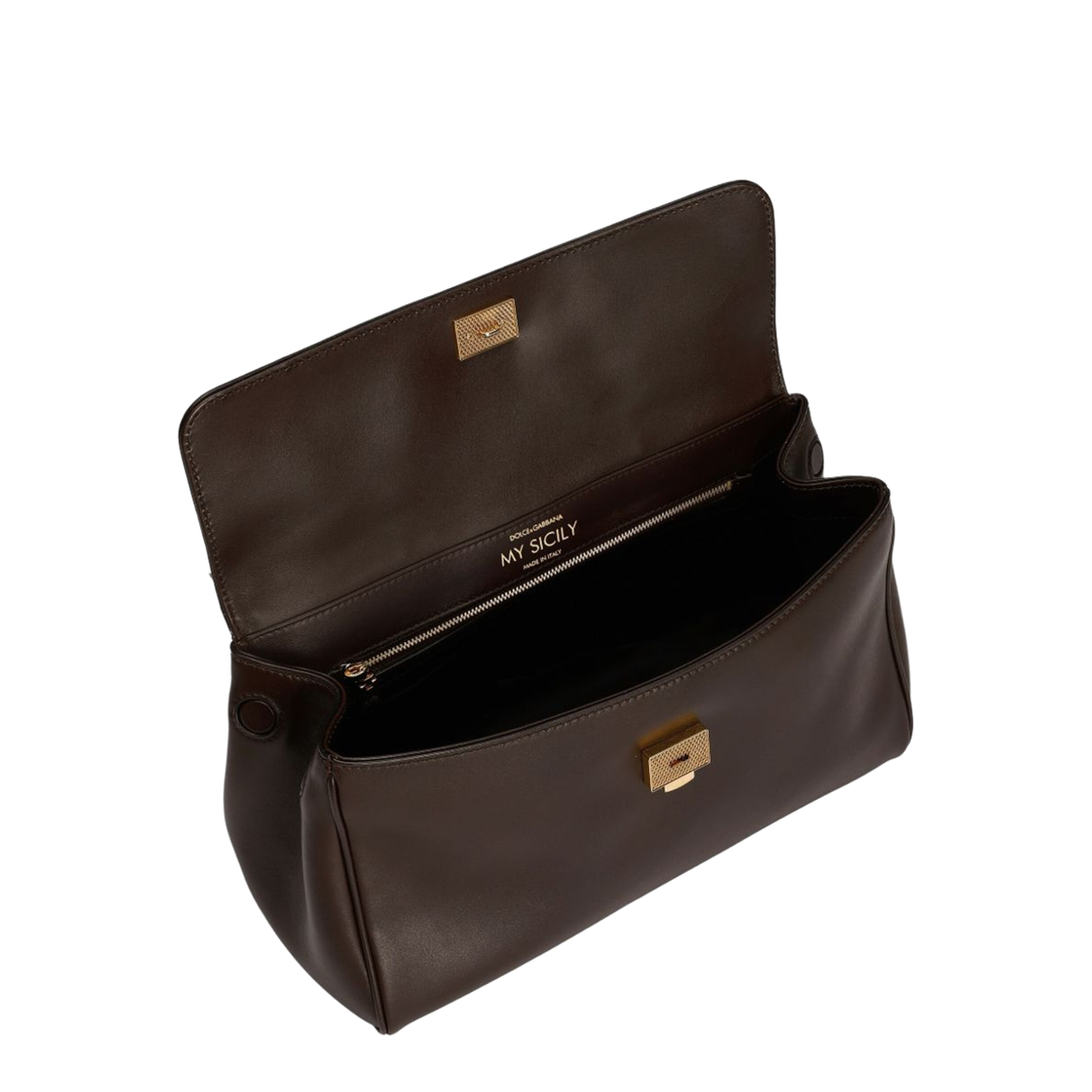My Sicily Medium Plongé Calfskin Top-Handle Bag - Brown