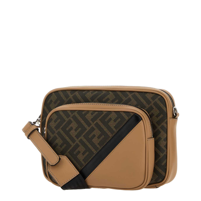 Diagonal Leather Crossbody Bags - Tan
