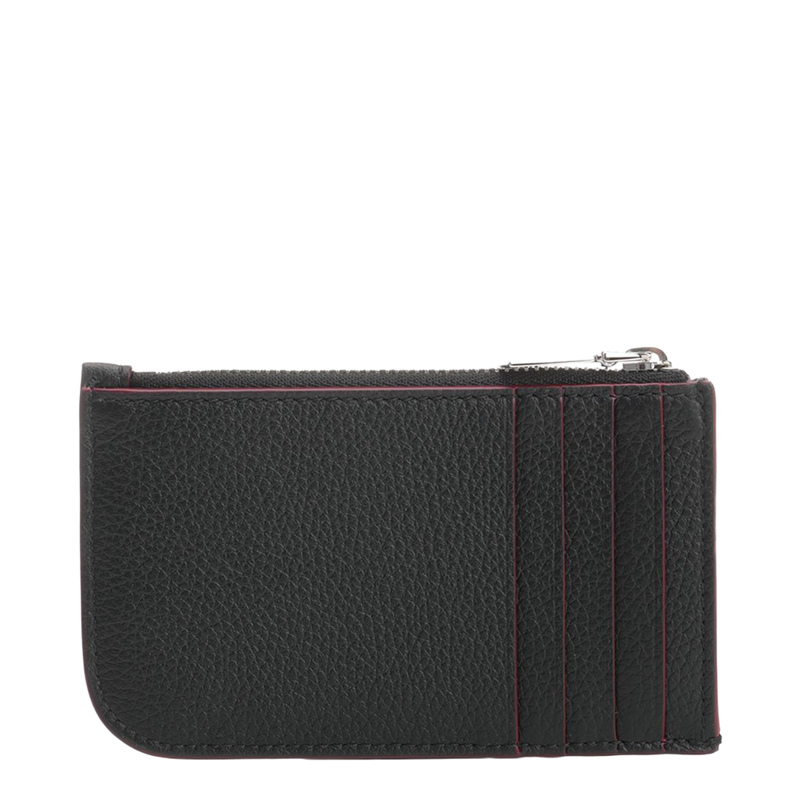 Black Leather Zip Card Holder