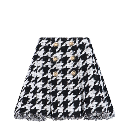 Tweed Pleated Mini Skirts Black