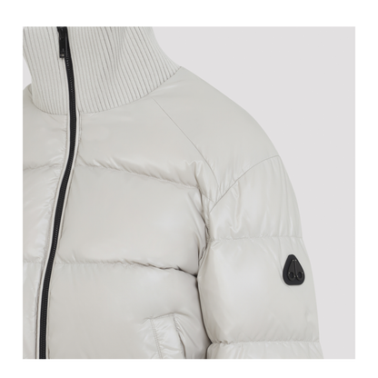 Queens Bomber Alabaster Nylon Puffer