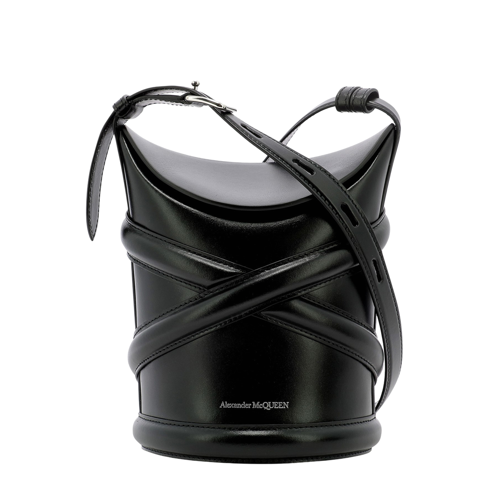 Black Leather The Curve Bucket Bag