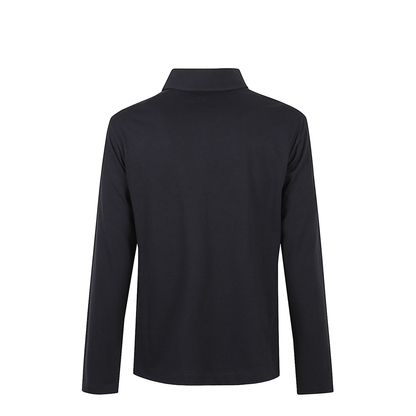 Long-Sleeved Polo Shirt V-Neck with Buttons and Turndown Collar