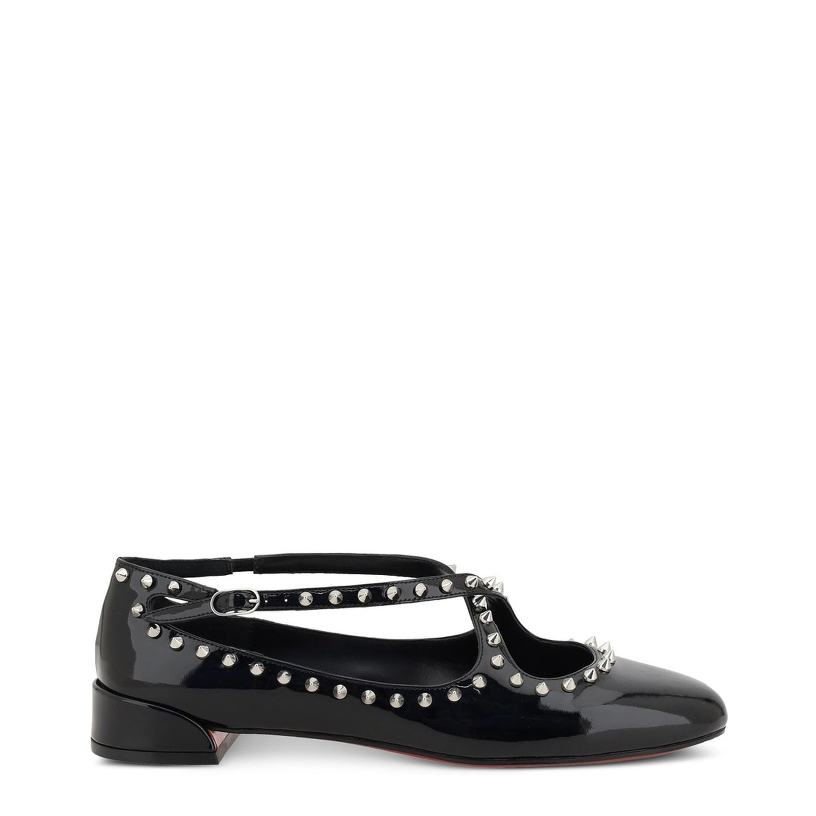 Side Buckle Fastening Stacked Heel Spike Stud Detailing