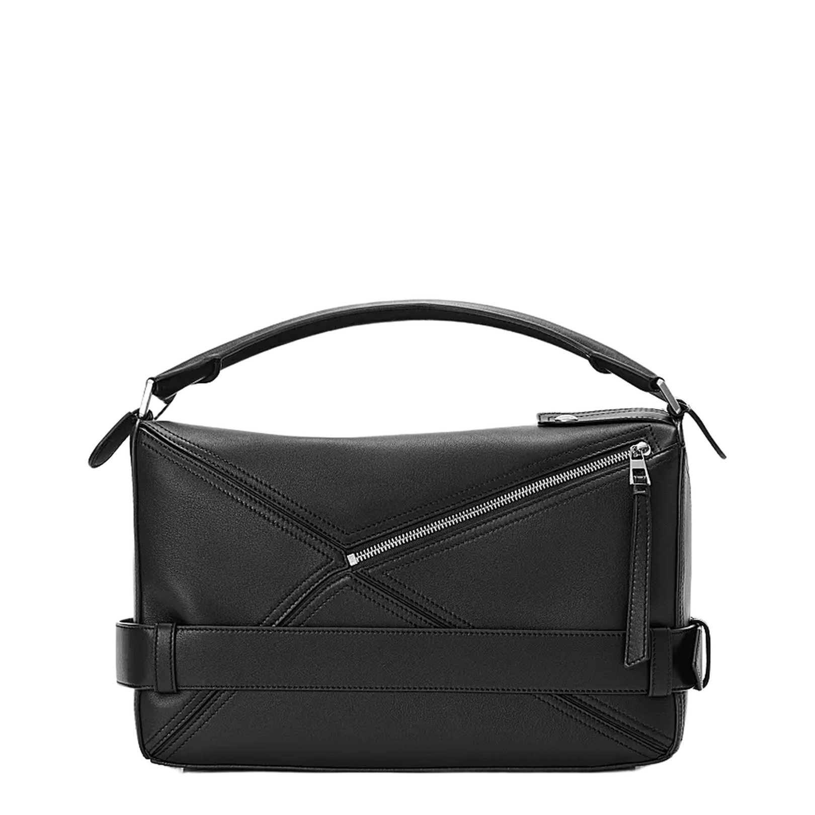 Large Puzzle Biker Bag in Shiny Calfskin Black