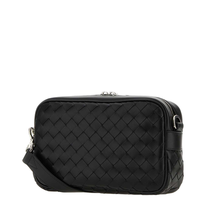 Intrecciato Small Leather Camera Bags - Black