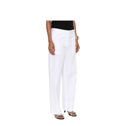 White Pants with Two Rear Patch Pockets in Cotton