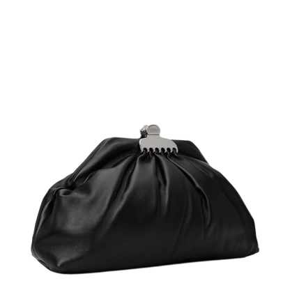 The Glam Clutch TU Smooth Leather Clutch - Black