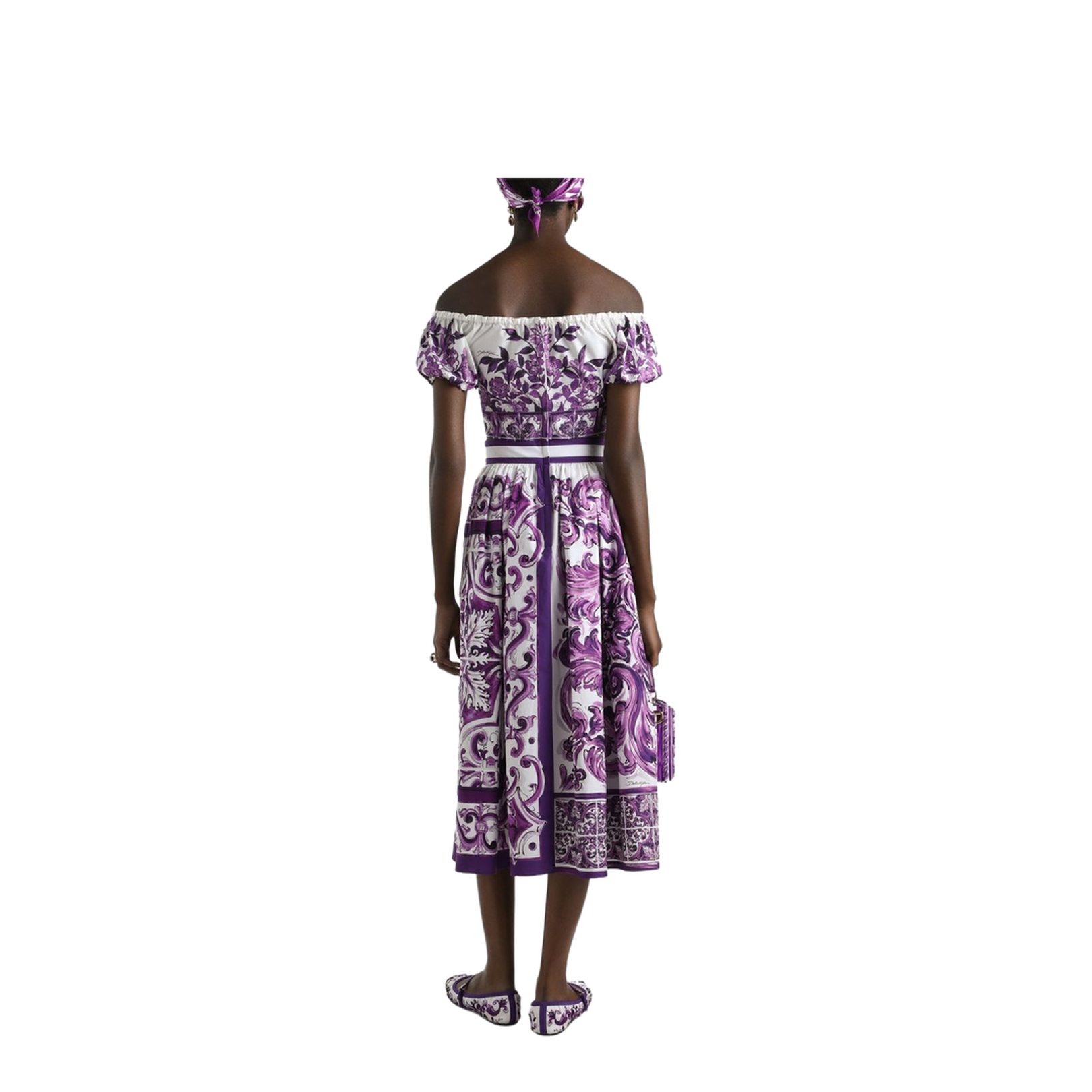 Majolica-print pleated skirt in Multicolor