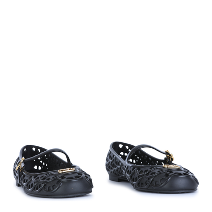 Black VLogo Signature Rubber Ballet Flats