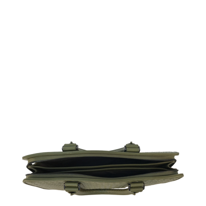 Intrecciato Leather Briefcase - Green