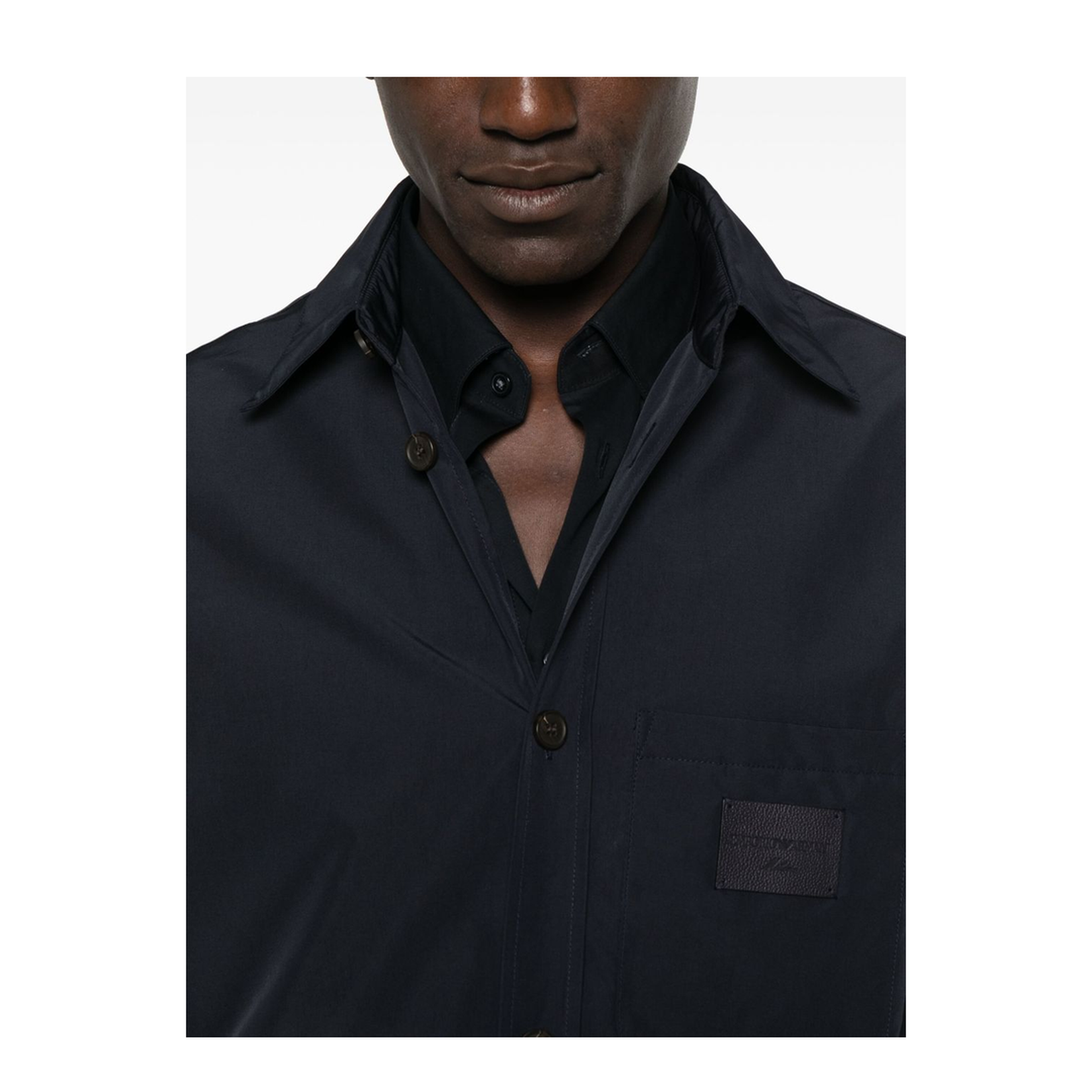 Nylon Shirt Jacket with Patch Pocket