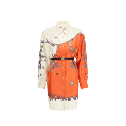 MAYFEYR - Versace - Printed Silk Shirt Mini Dress - 10254951A18636