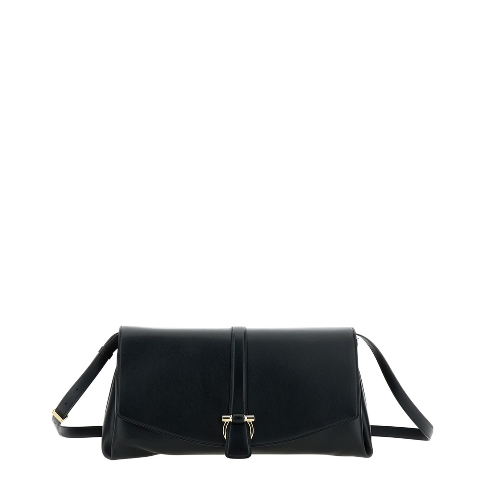 Black Leather Large Crossbody Bag