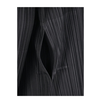 Black Pleated Long Cardigan