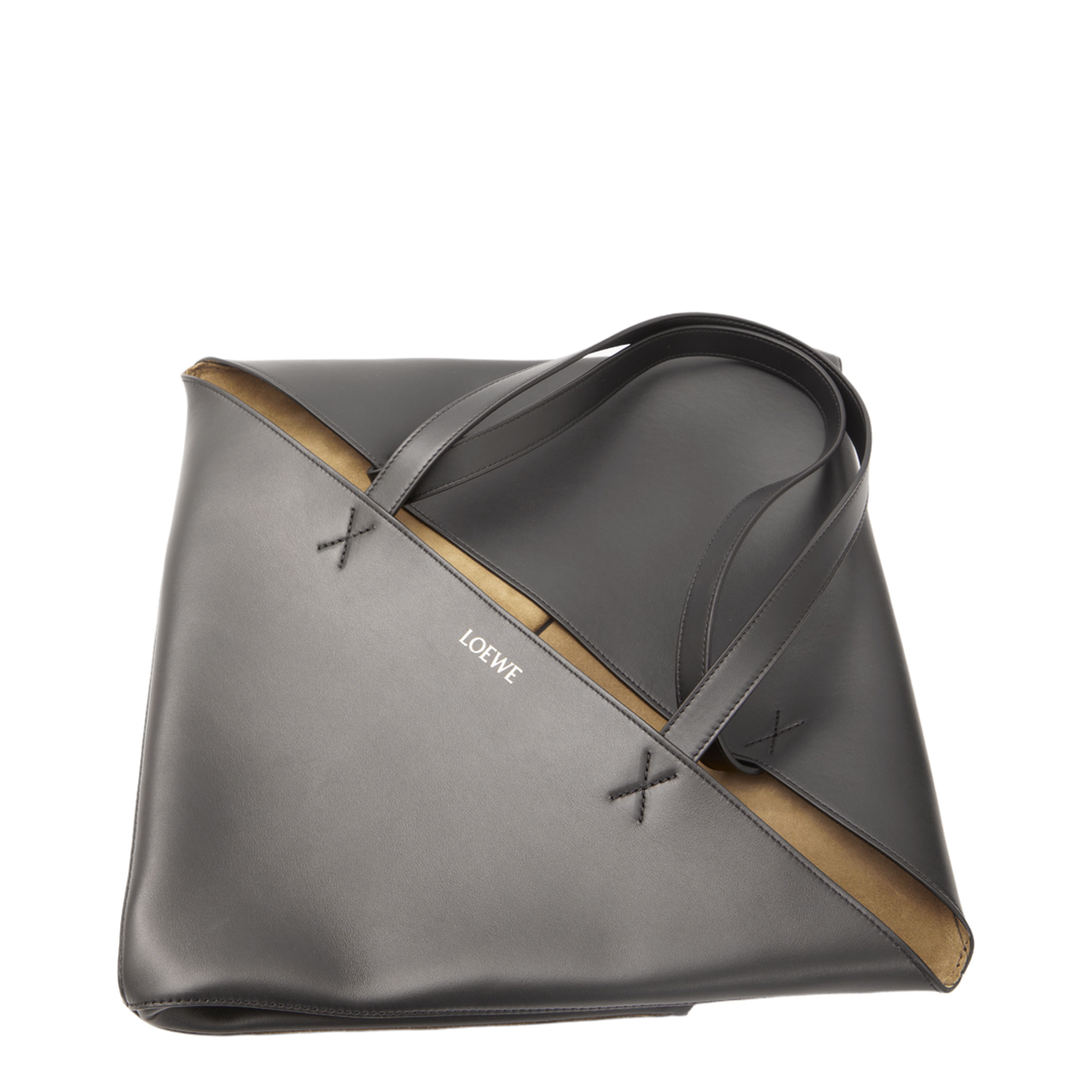 Puzzle Fold XL Leather Tote Bags - Black