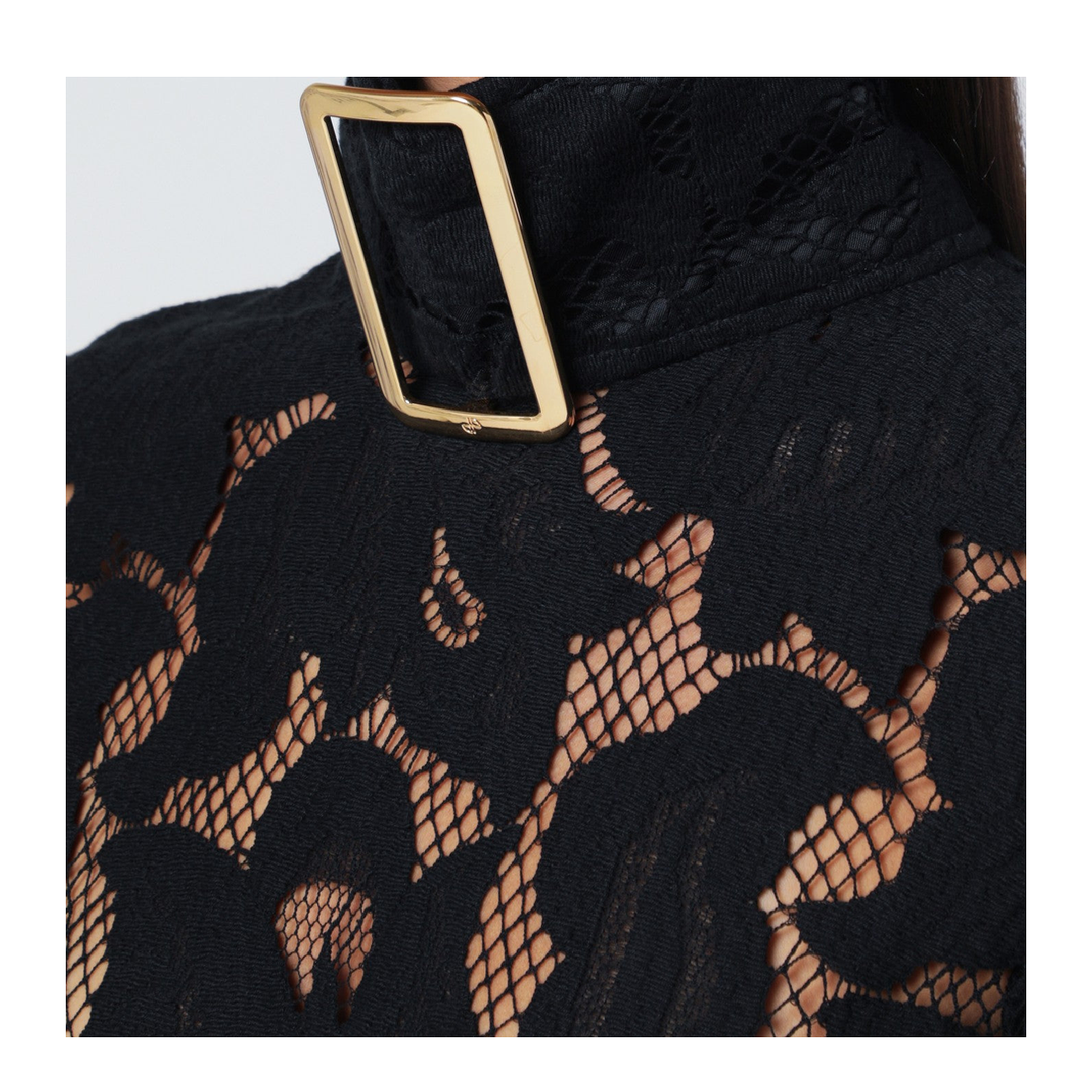 Black Mini Dress with Buckle Collar