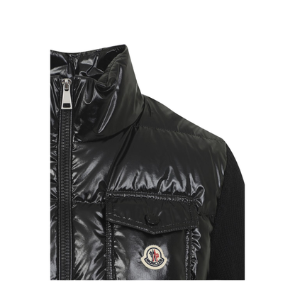 Padded Zip-Up Wool Cardigan