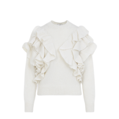 MAYFEYR - Elisabetta Franchi - Ivory Mohair Blend Short Sleeve Pullover - MK42T67E2193
