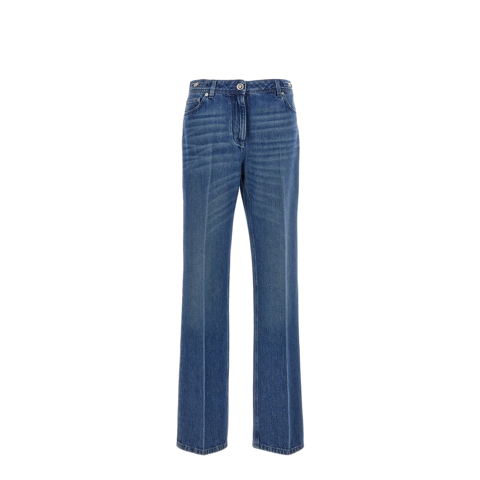 Logo-plaque Straight-leg Jeans In Blue