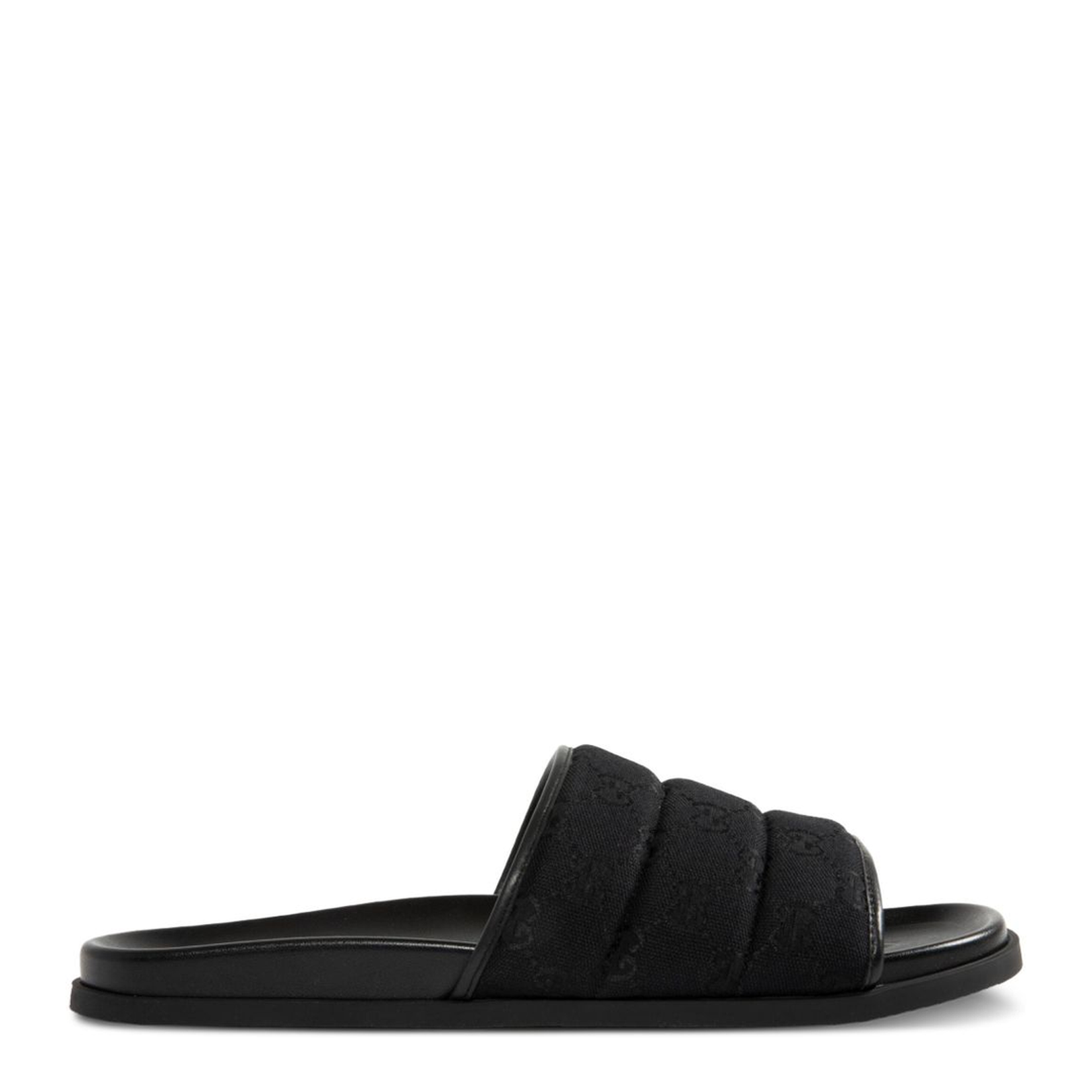 Slide Sandal in Black Padded Canvas