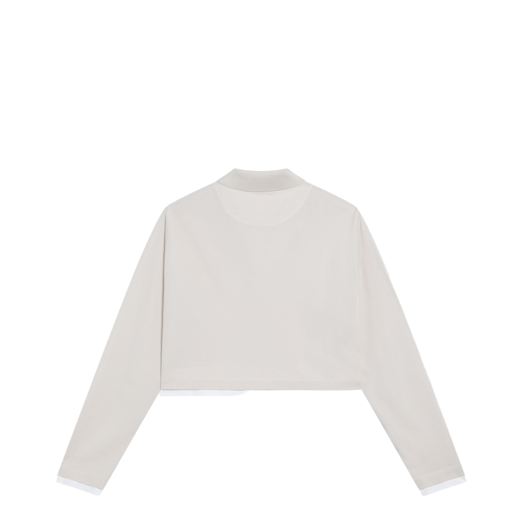 MAYFEYR - Prada - Talc-Colored Cropped Polo In Piqué And Jersey - 39683OOO1736F0K74