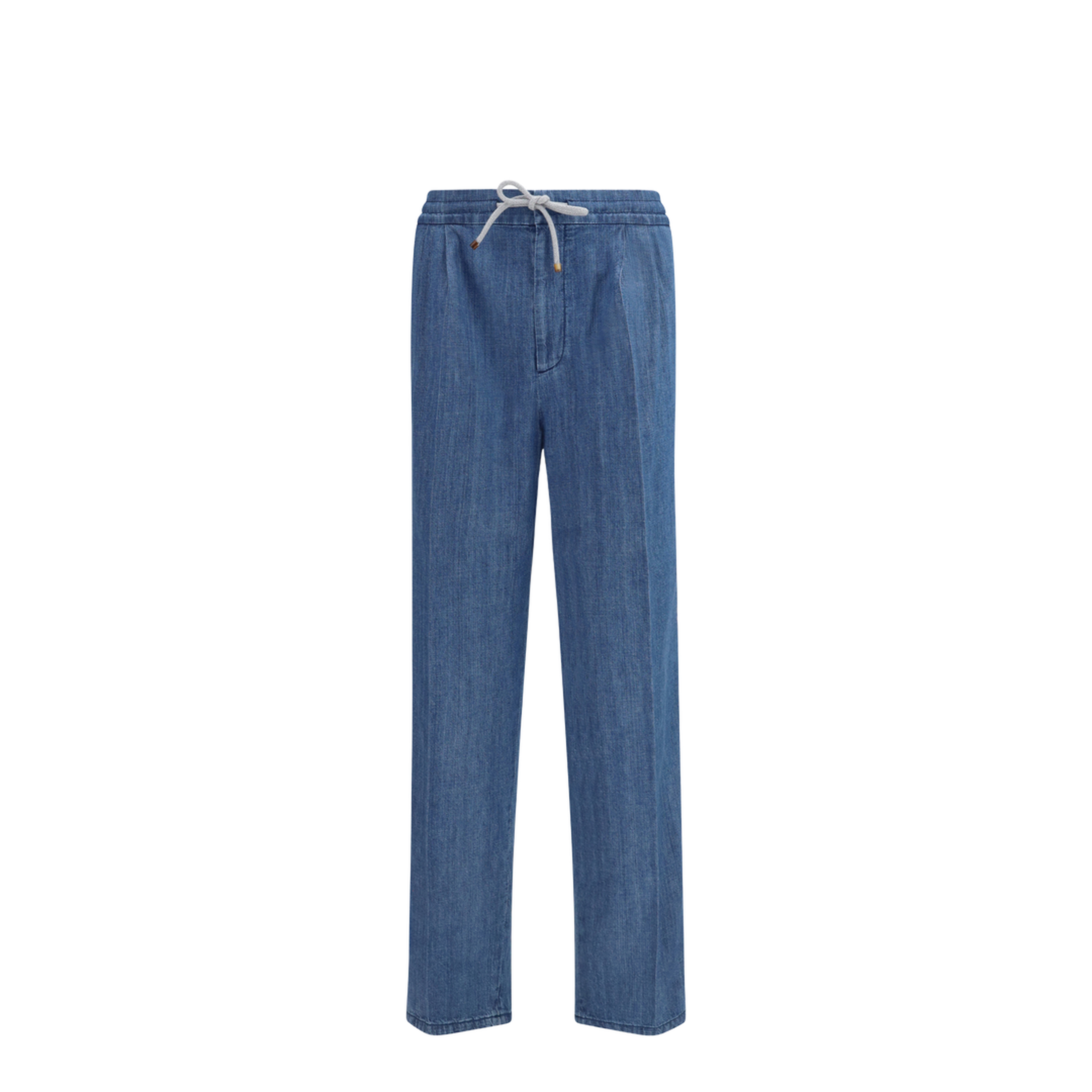 MAYFEYR - Brunello Cucinelli - Lightweight Denim Pants With Drawstring And Double Pleats - MH263E1710