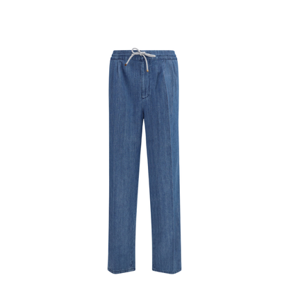 MAYFEYR - Brunello Cucinelli - Lightweight Denim Pants With Drawstring And Double Pleats - MH263E1710