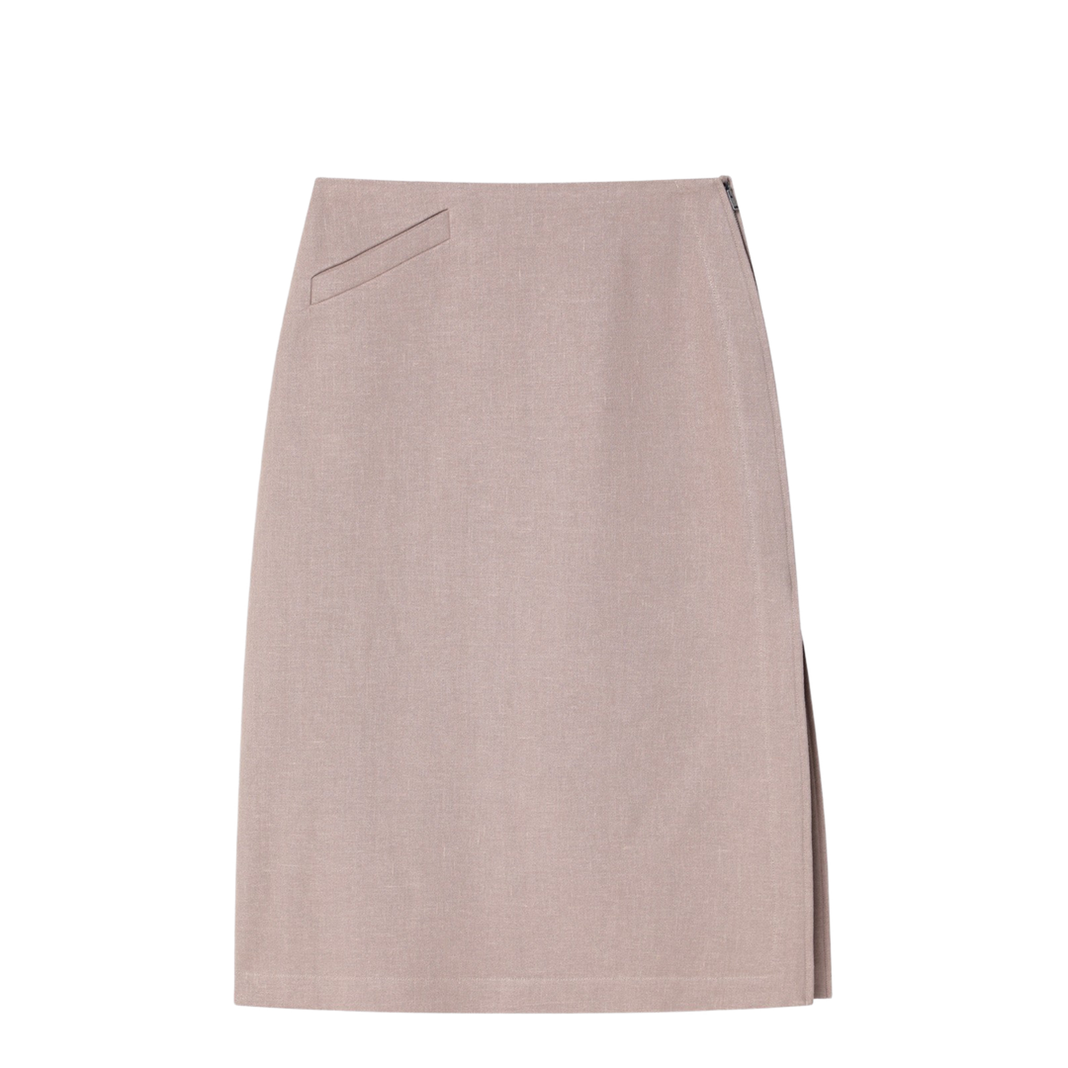 Linen Beige Longuette Skirt