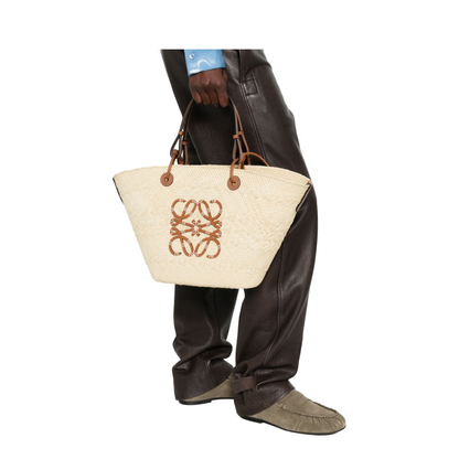 Anagram Medium Raffia Tote - Beige