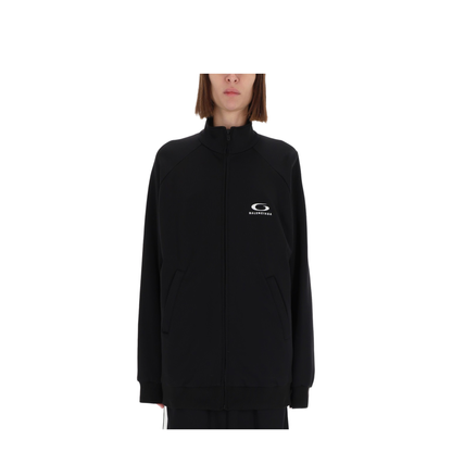 Black Cotton Zip-Up Tracksuit Jacket