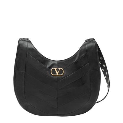 Chevron-Patterned Nappa Leather Shoulder Bag