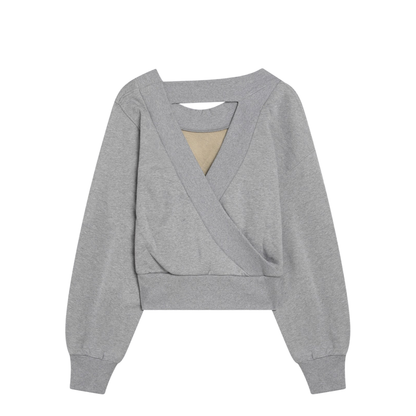 MAYFEYR - The Attico - Gray Mélange/Beige Sweatshirt With Cut Out - 250WCF00020JJF007A876