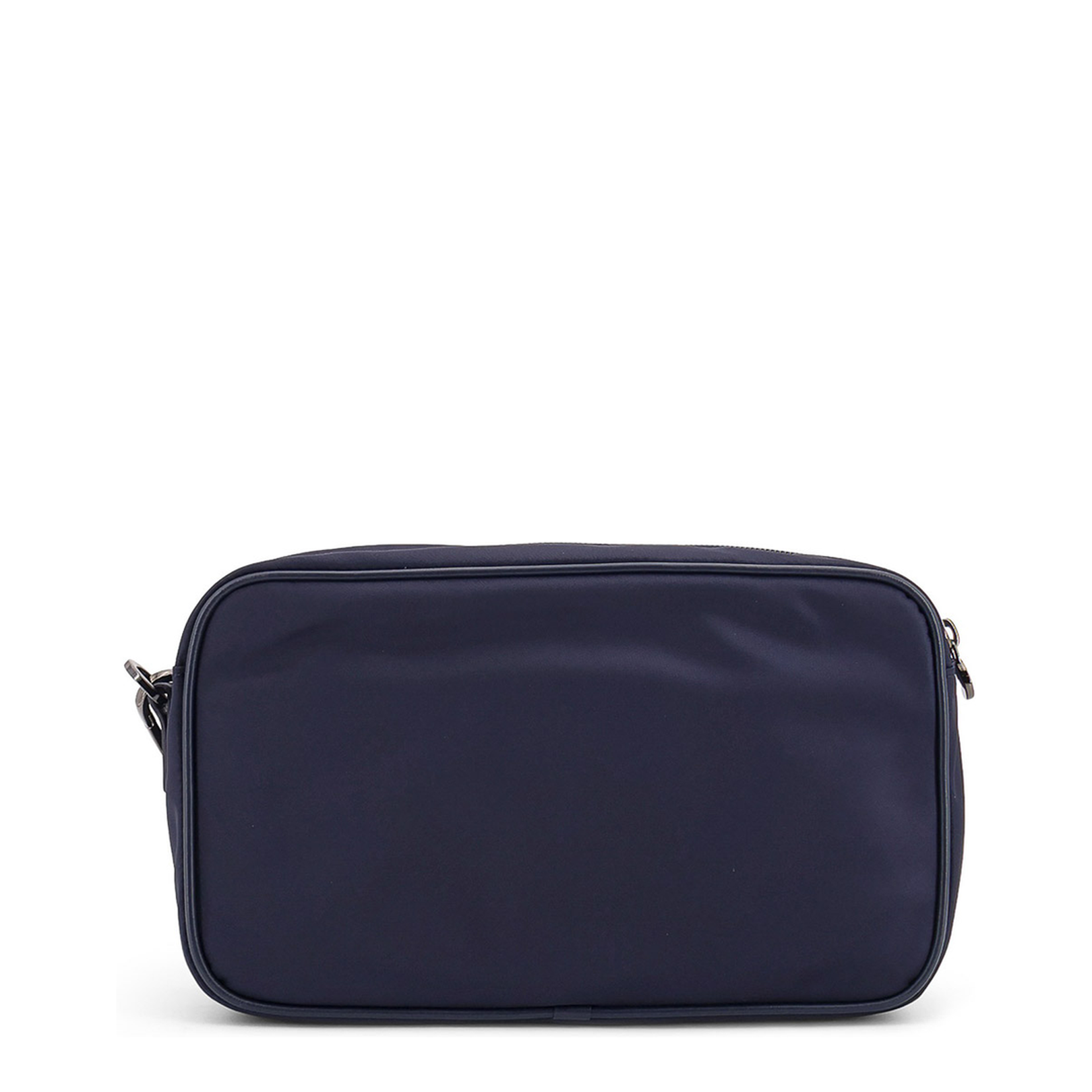 Blue Nylon Clutch Bag With Iconic Logo Embroidery