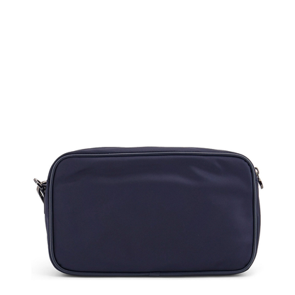 Blue Nylon Clutch Bag With Iconic Logo Embroidery