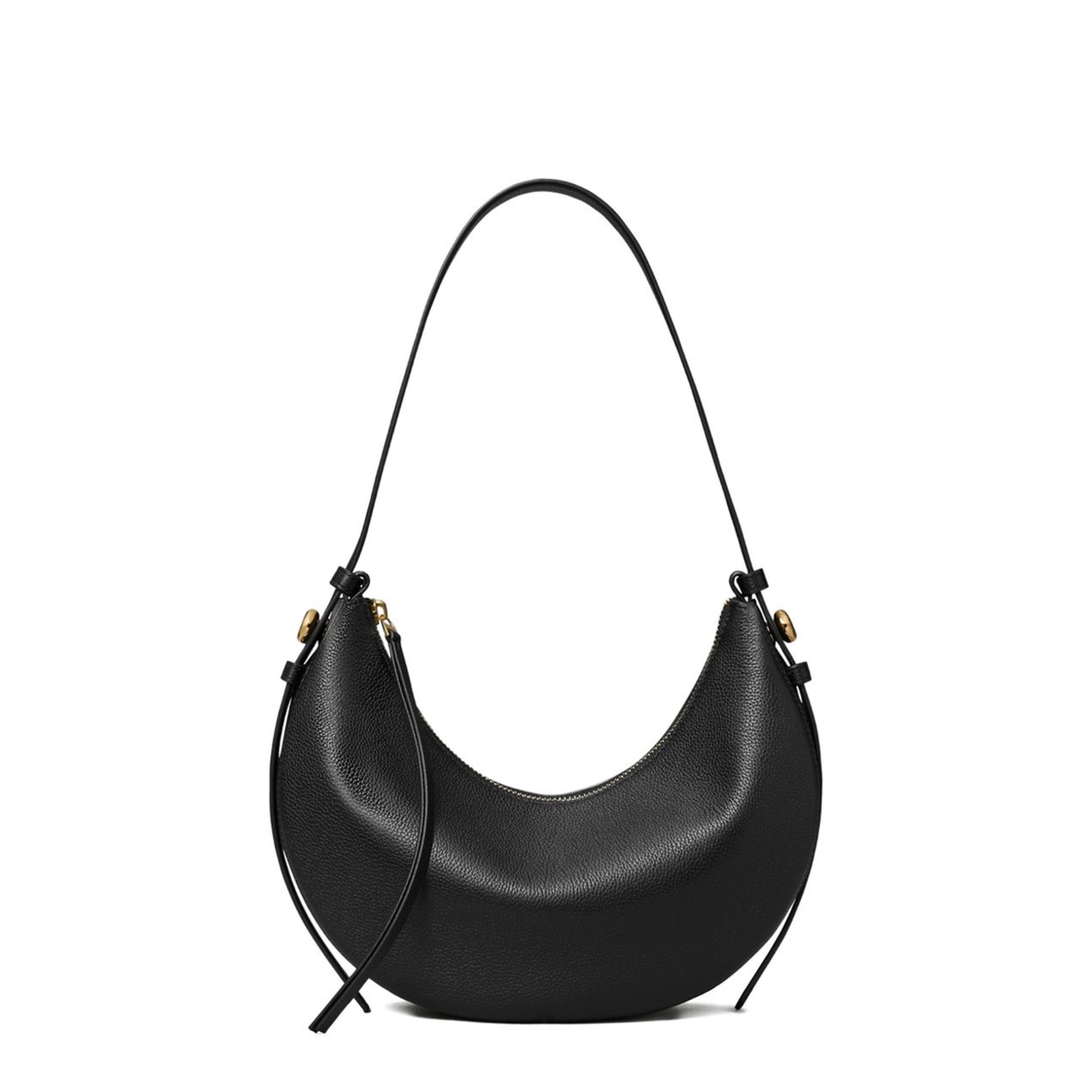 Romy Half Moon Bag Pebbled Leather Shoulder Bag - Black