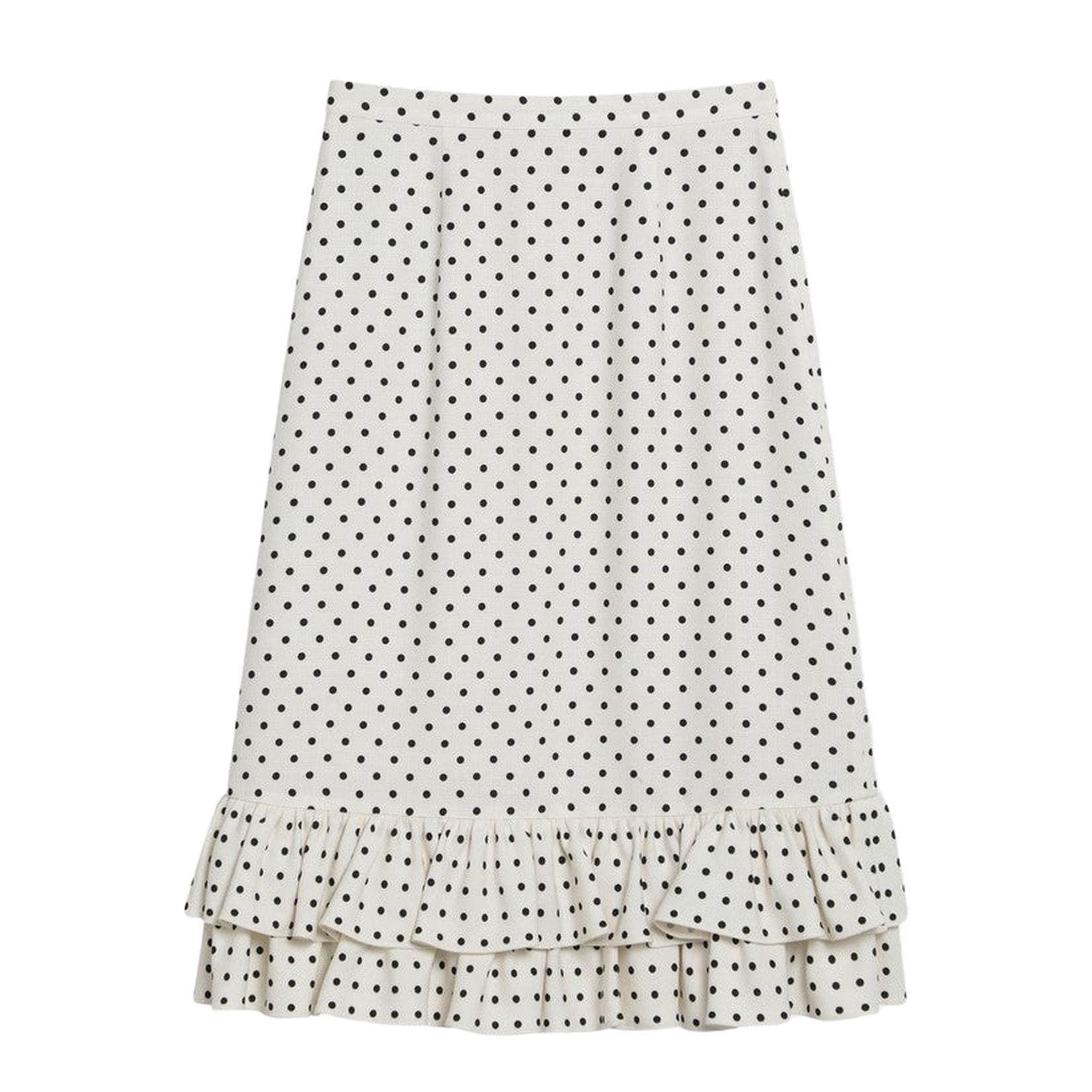 Ivory Polka-Dot Skirt With Ruffles