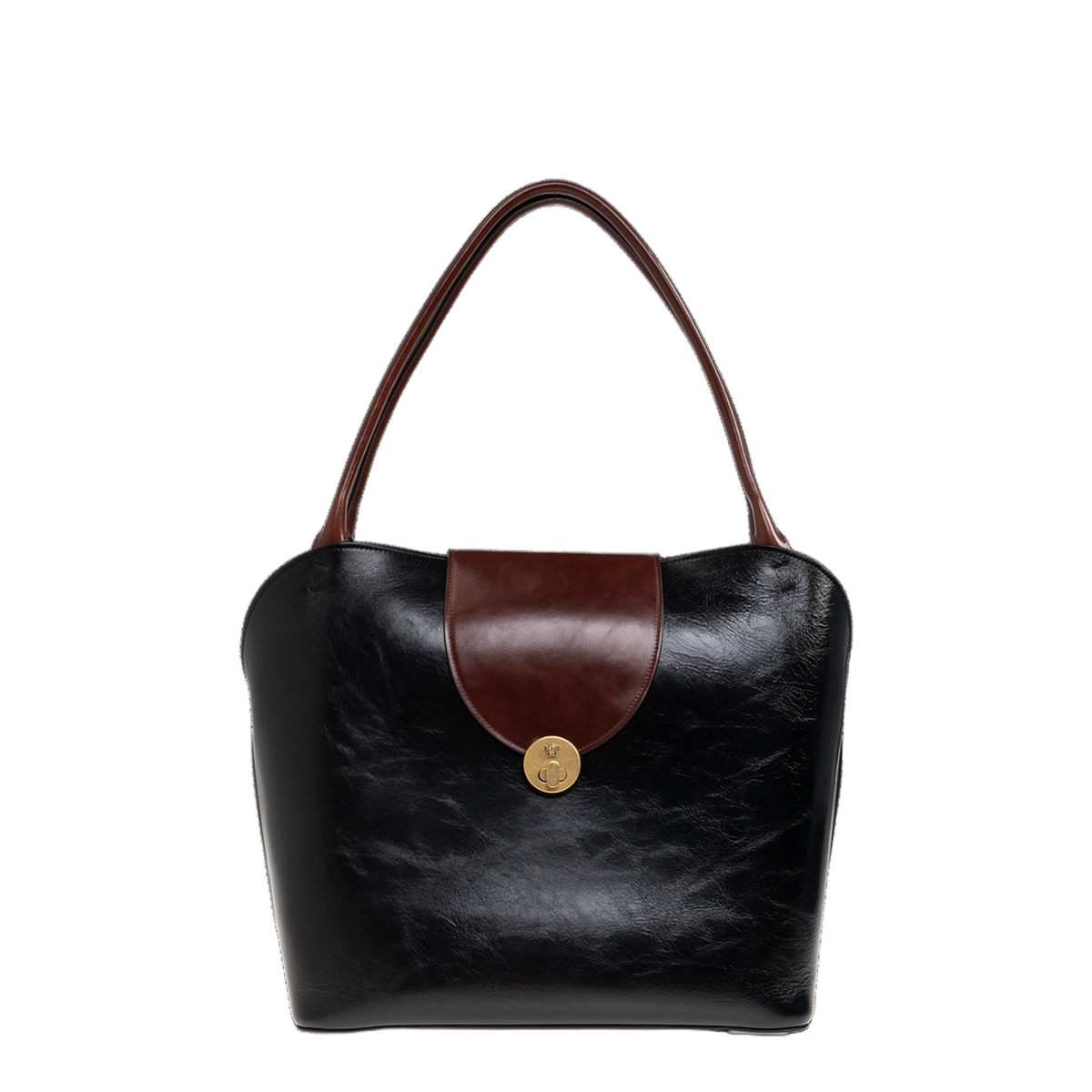 Black Leather Shopping Bag