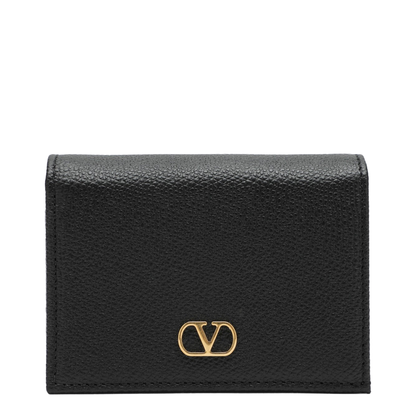 Signature Black Leather VLogo Wallet
